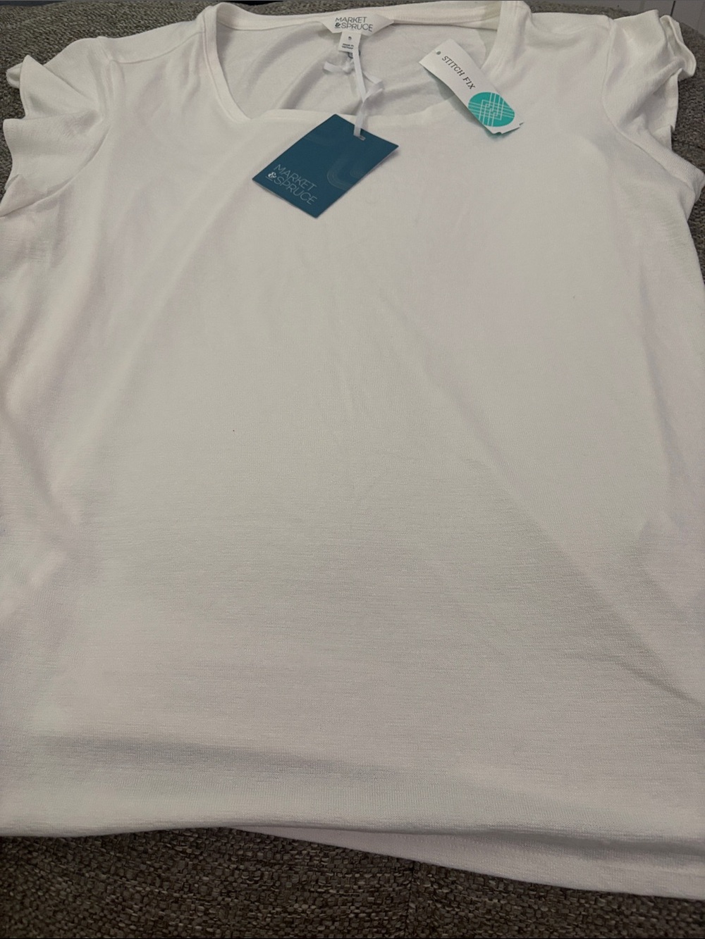 Market & Spruce White Short Sleeve Crew Neck Tee 181/2” P2P 23” L